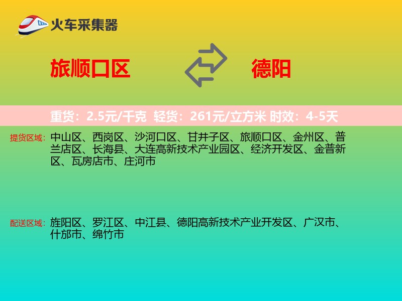 旅顺口区到德阳物流专线