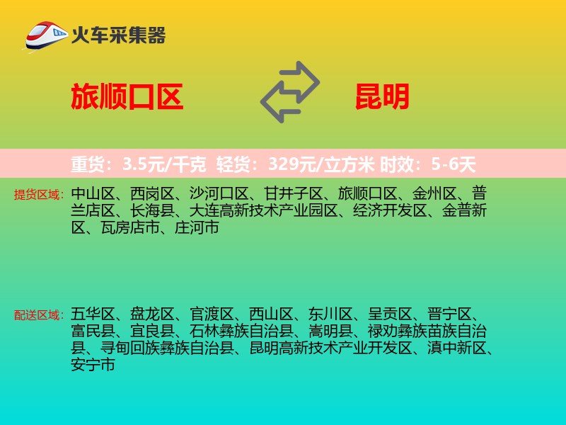 旅顺口区到昆明物流专线