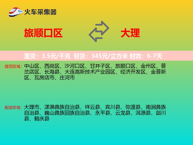 旅顺口区到大理物流专线