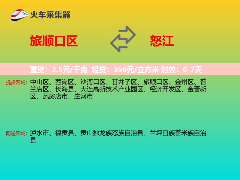 旅顺口区到怒江物流专线