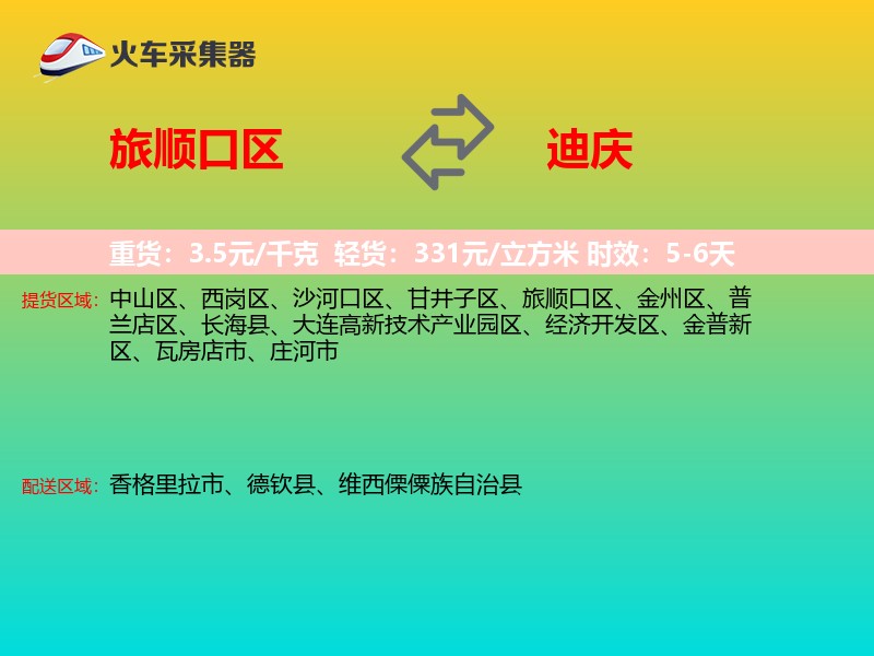 旅顺口区到迪庆物流专线