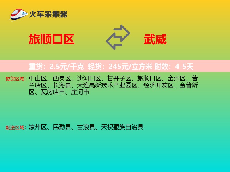 旅顺口区到武威物流专线