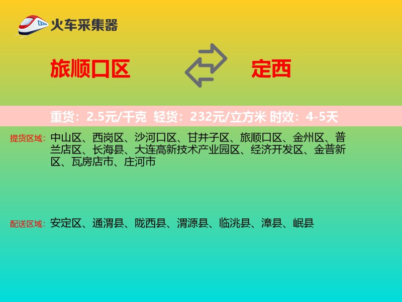 旅顺口区到定西物流专线