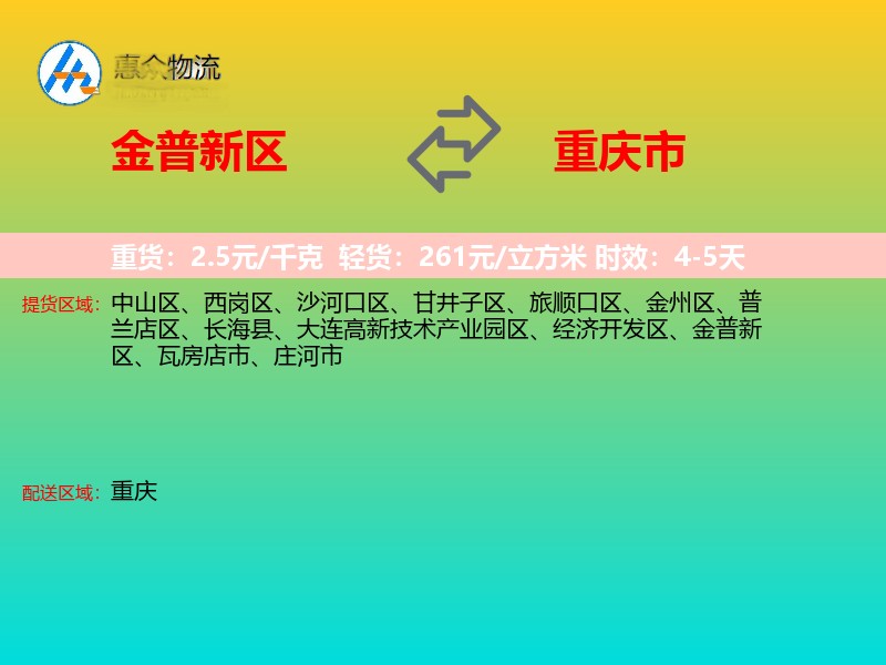 金普新区到重庆市物流专线