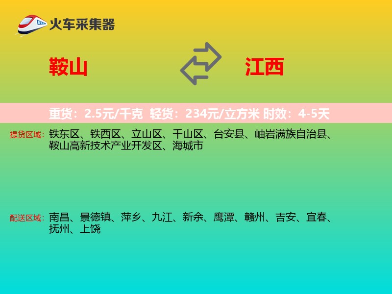 鞍山到江西长途搬家