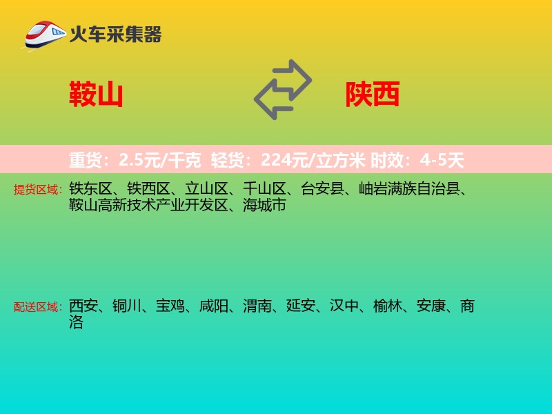 鞍山到陕西长途搬家