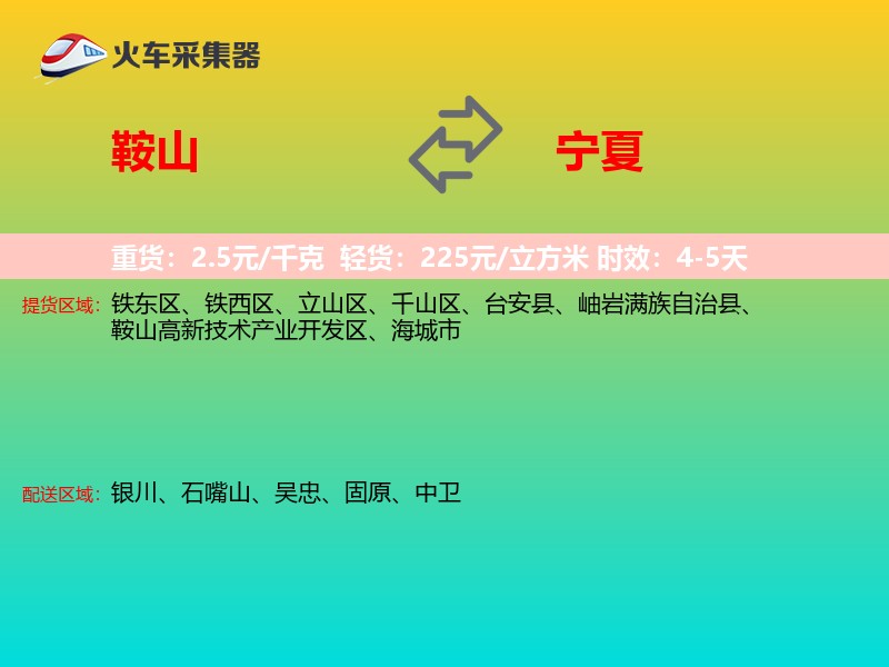 鞍山到宁夏物流专线