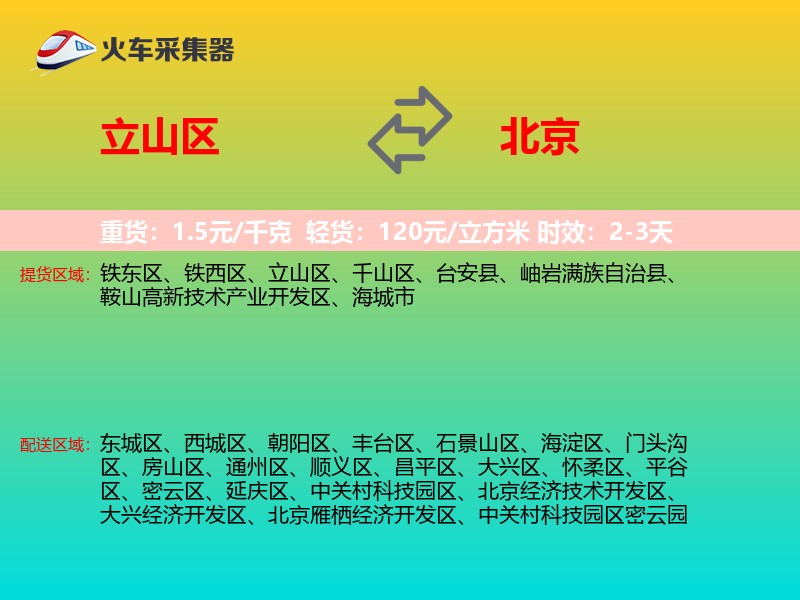 立山区到北京物流专线