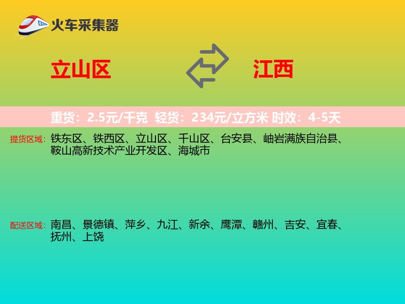 立山区到江西物流专线