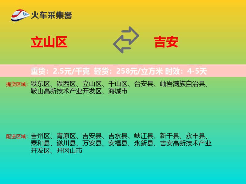 立山区到吉安物流专线