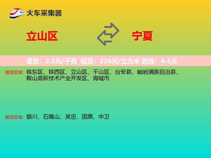立山区到宁夏物流专线