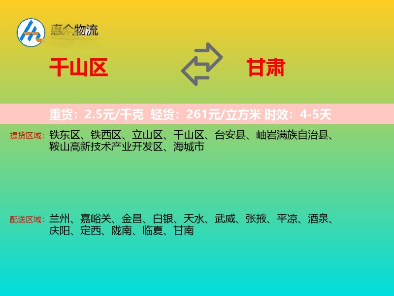 千山区到甘肃长途搬家