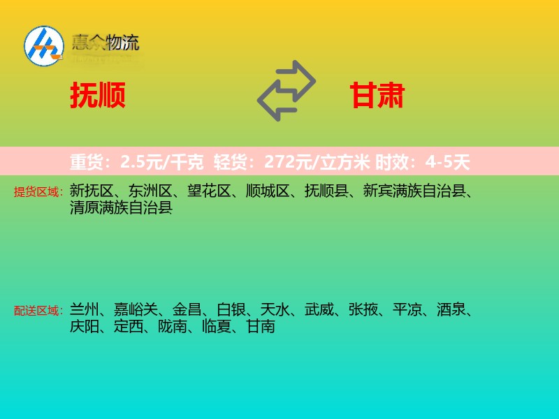 抚顺到甘肃长途搬家