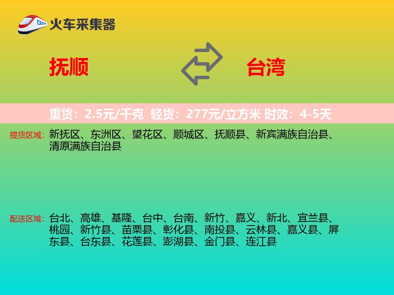 抚顺到台湾轿车托运