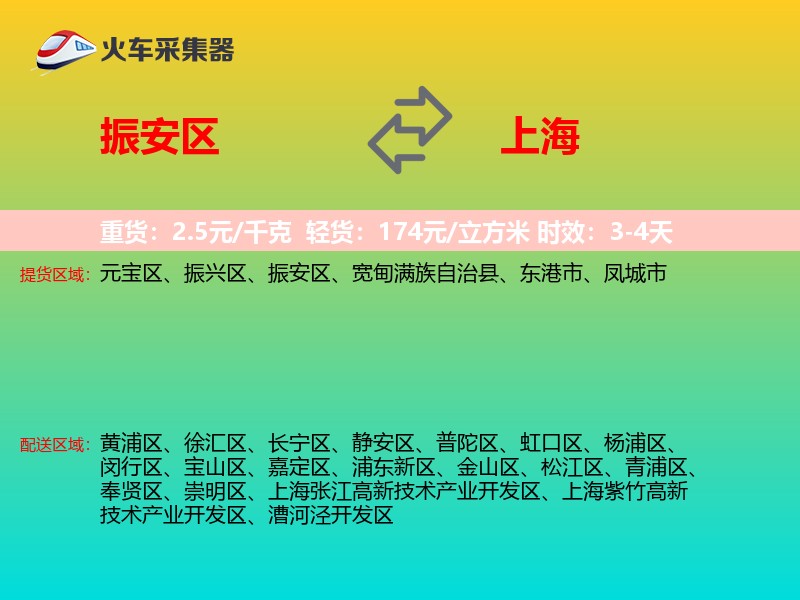 振安区到上海物流专线