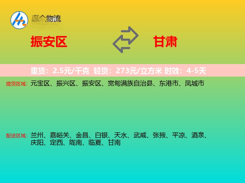 振安区到甘肃轿车托运