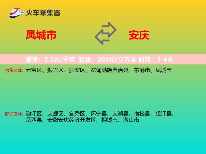 凤城市到安庆物流专线