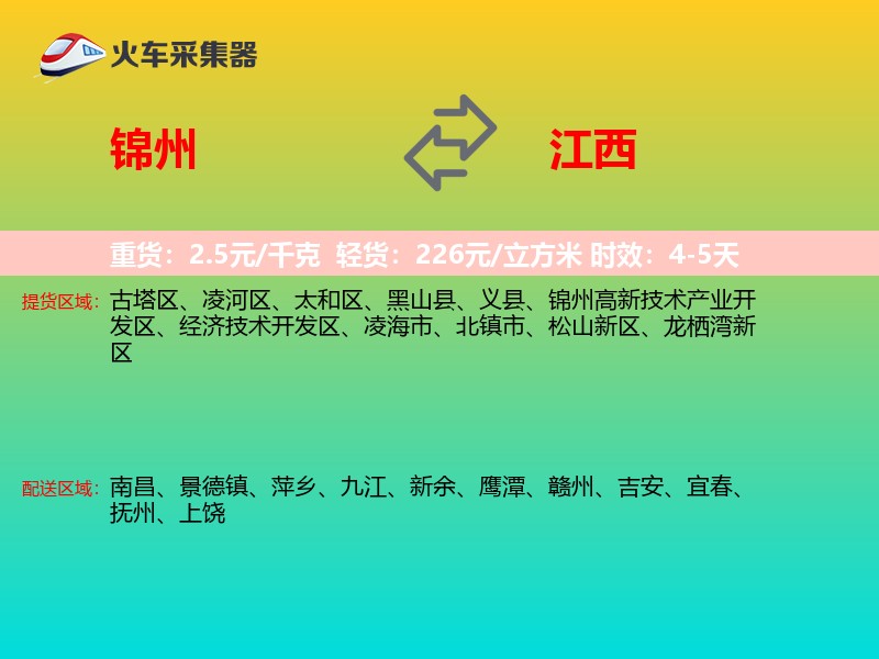 锦州到江西物流专线