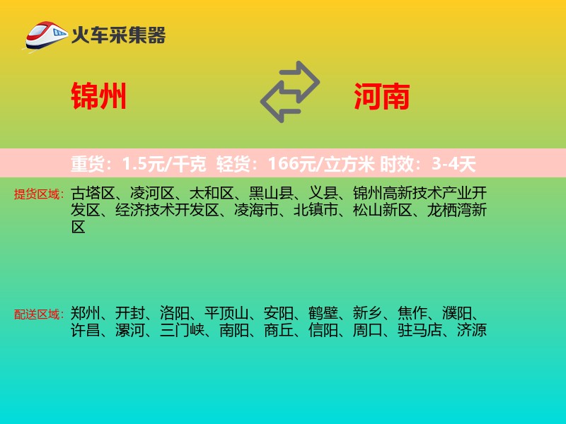 锦州到河南物流专线