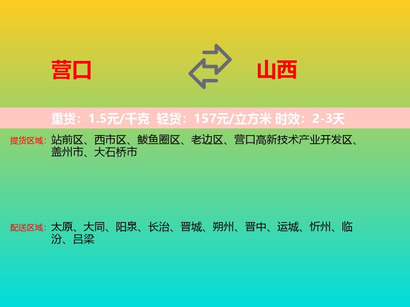 营口到山西长途搬家