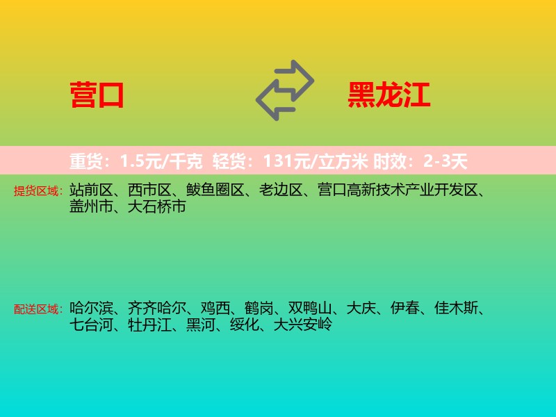 营口到黑龙江长途搬家