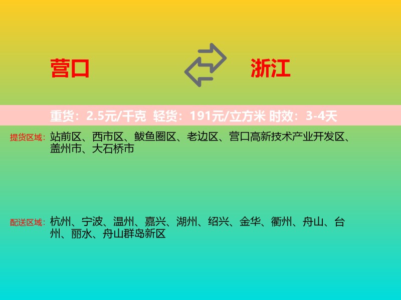 营口到浙江长途搬家