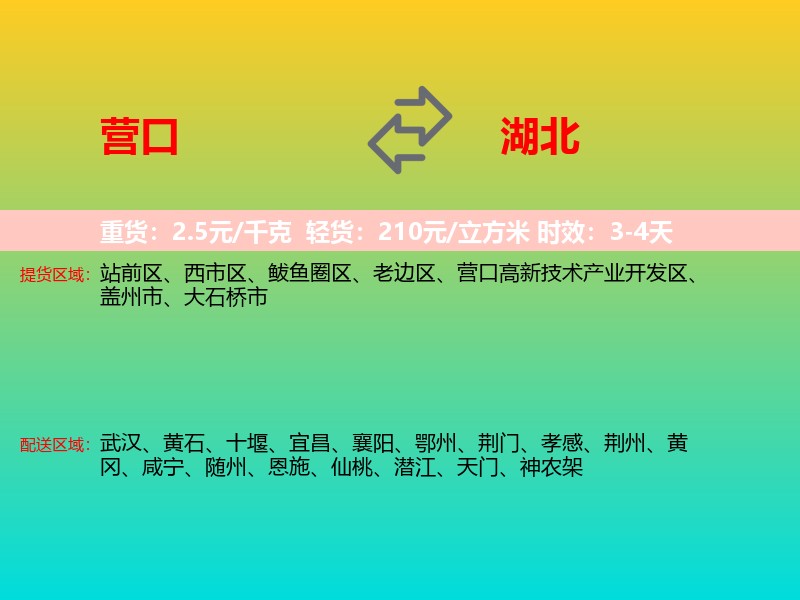 营口到湖北长途搬家
