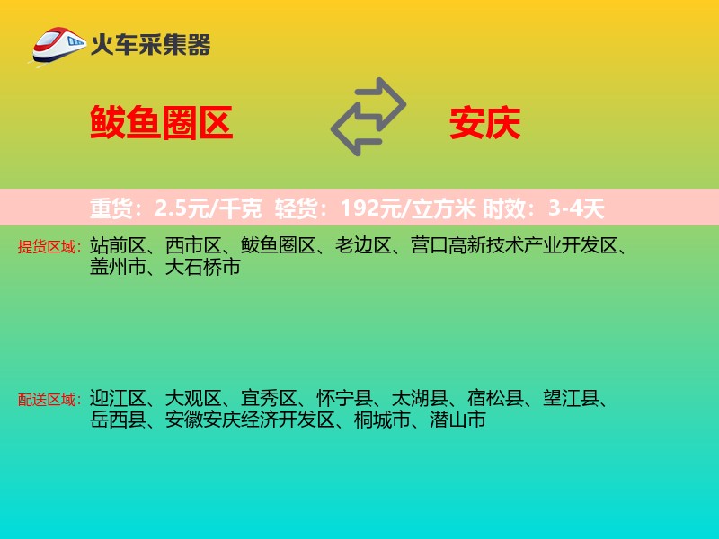 鲅鱼圈区到安庆物流专线