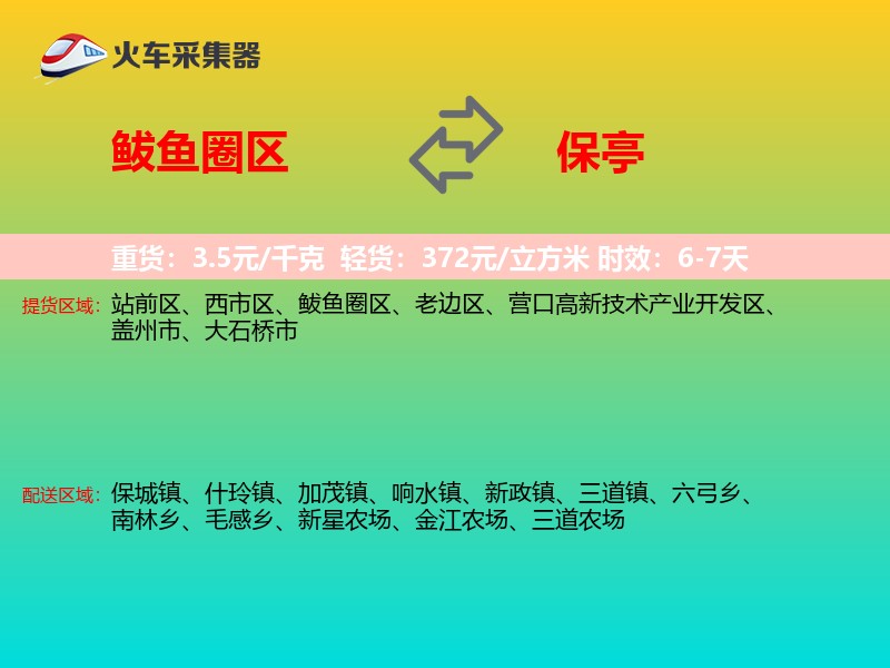 鲅鱼圈区到保亭物流专线
