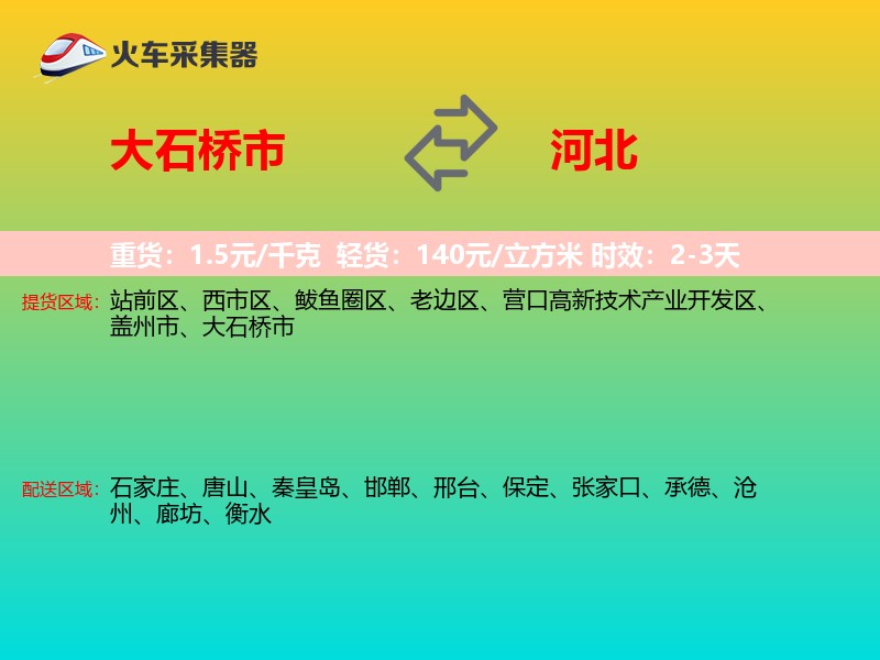 大石桥市到河北物流专线