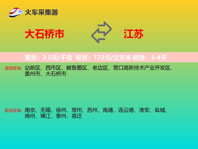 大石桥市到江苏轿车托运