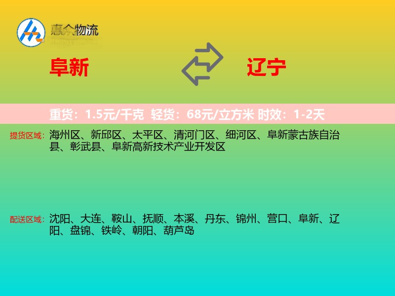阜新到辽宁物流专线