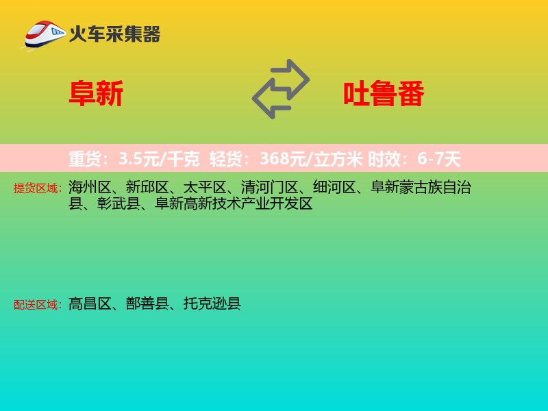 阜新到吐鲁番物流专线