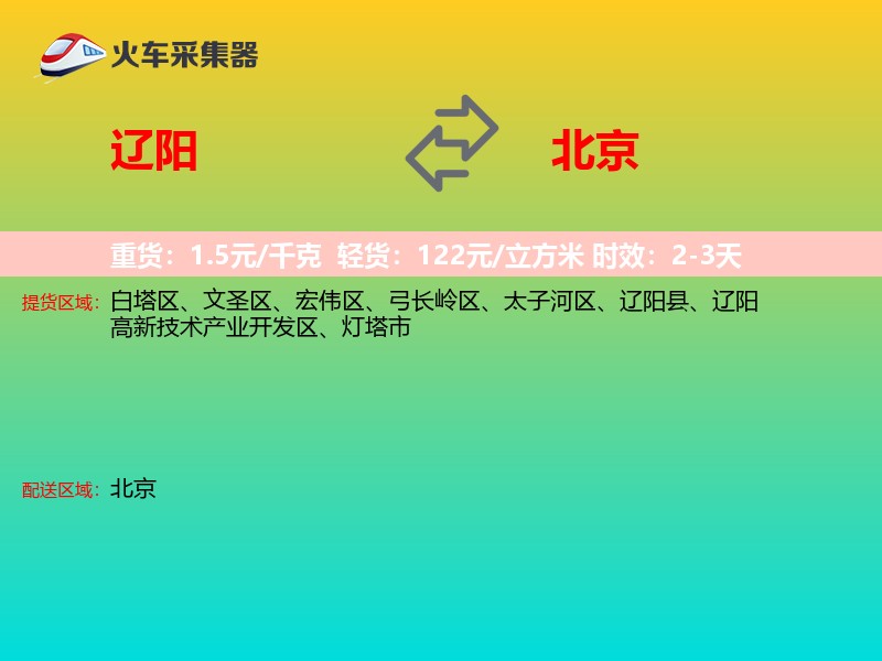 辽阳到北京物流专线