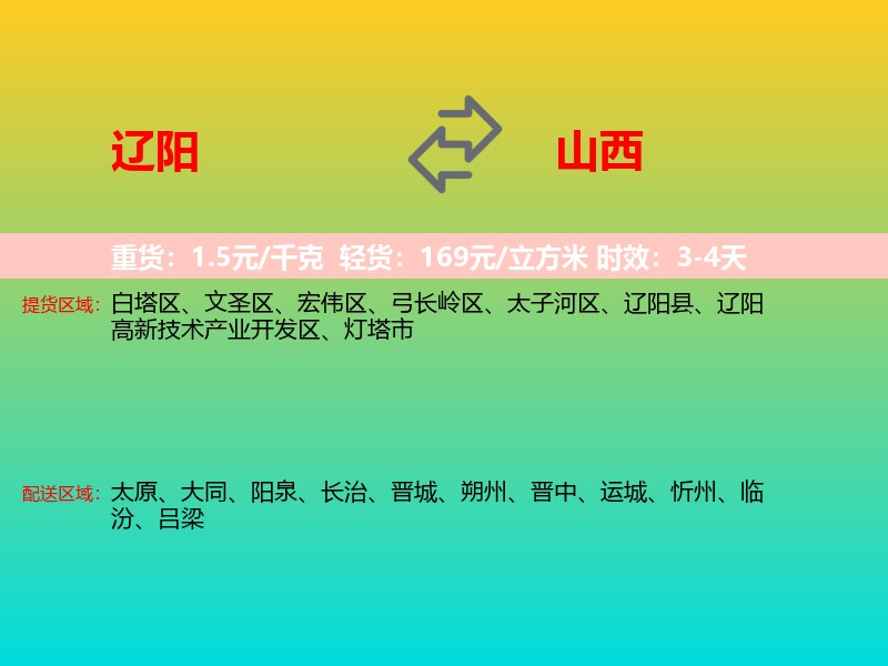 辽阳到山西长途搬家