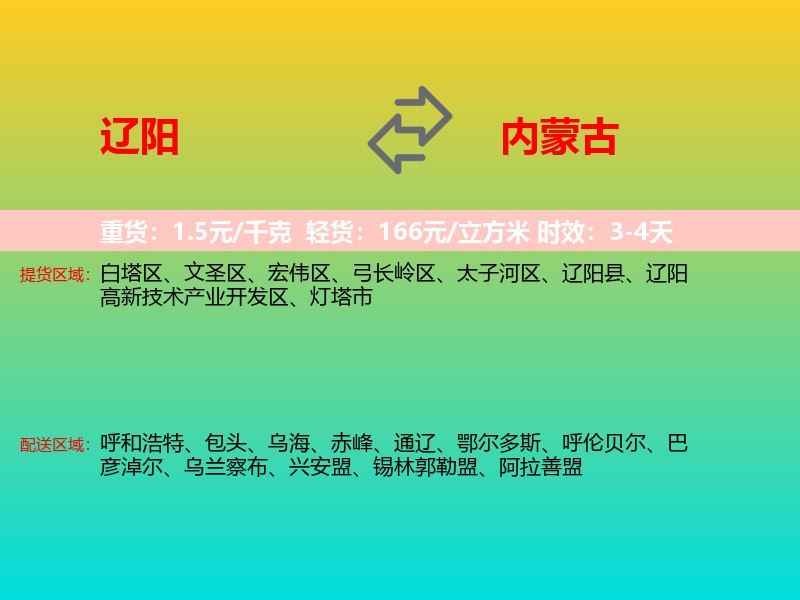 辽阳到内蒙古长途搬家