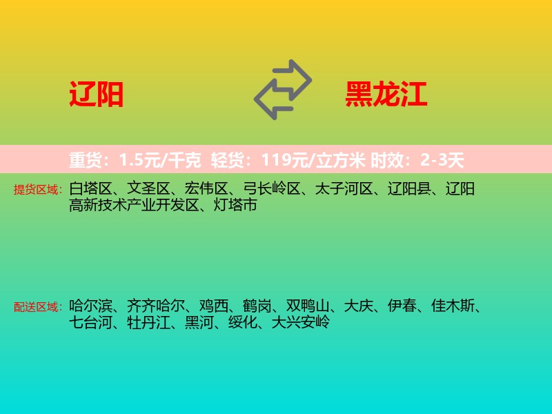 辽阳到黑龙江长途搬家