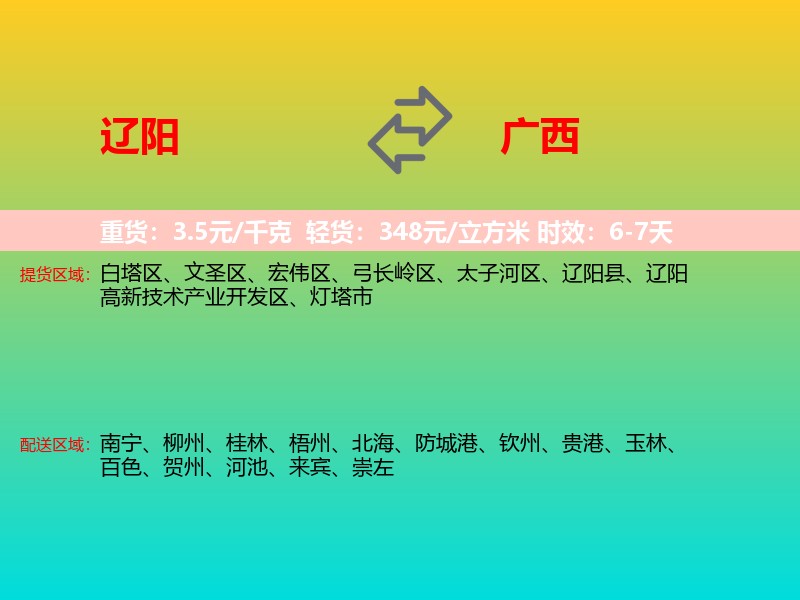 辽阳到广西长途搬家