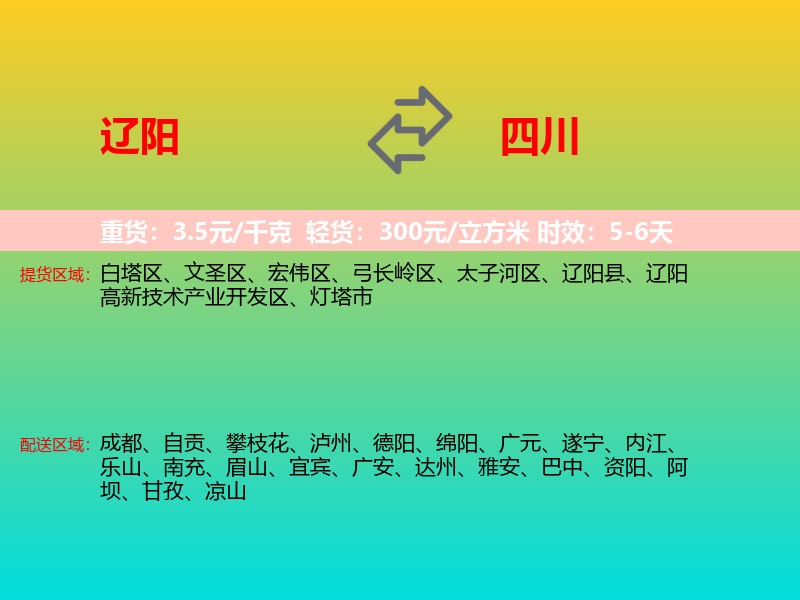 辽阳到四川长途搬家