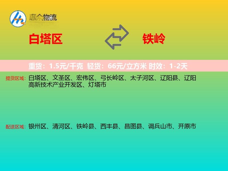 白塔区到铁岭物流专线