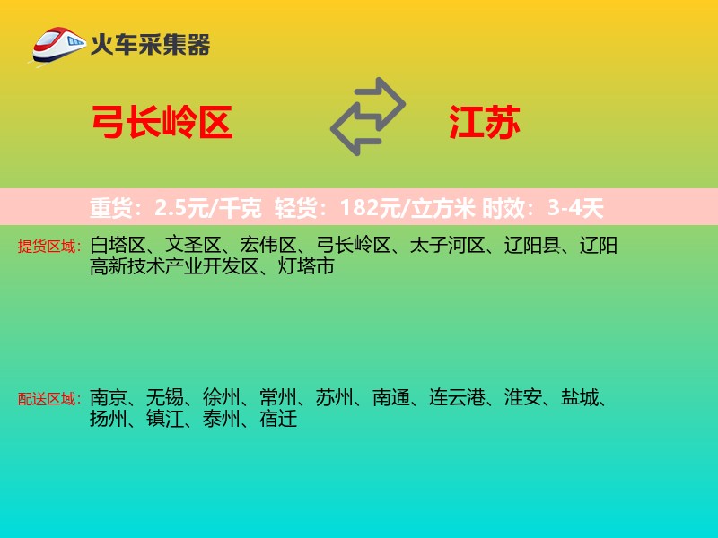 弓长岭区到江苏物流专线
