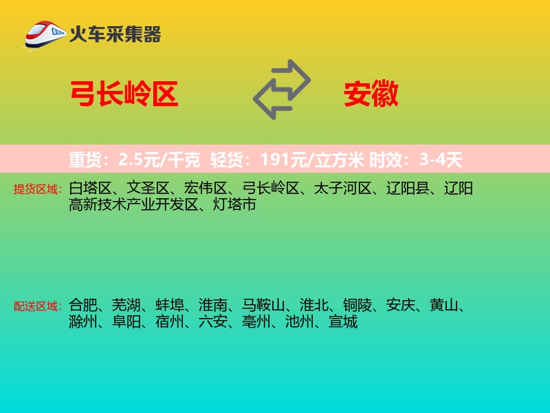 弓长岭区到安徽物流专线