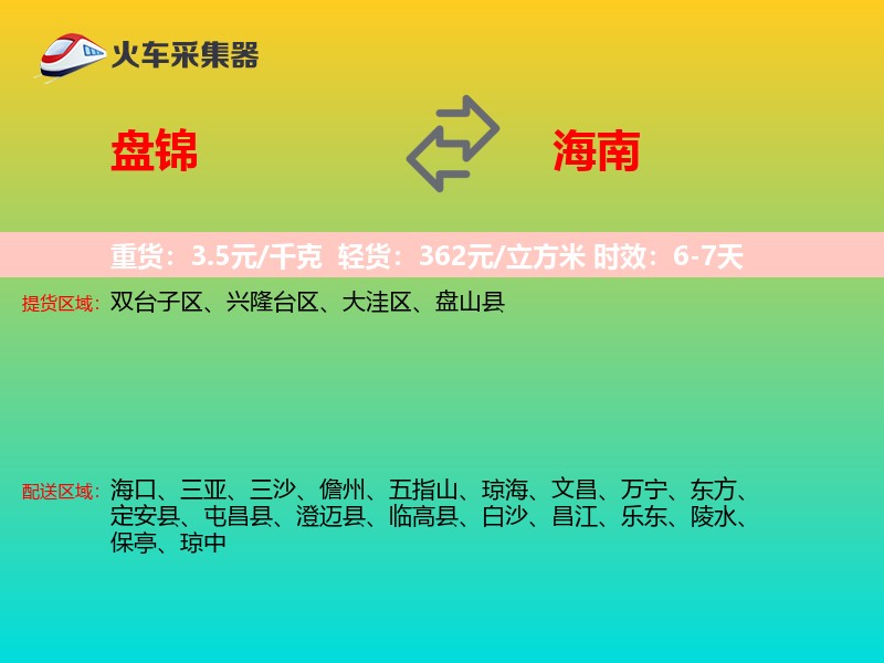 盘锦到海南物流专线