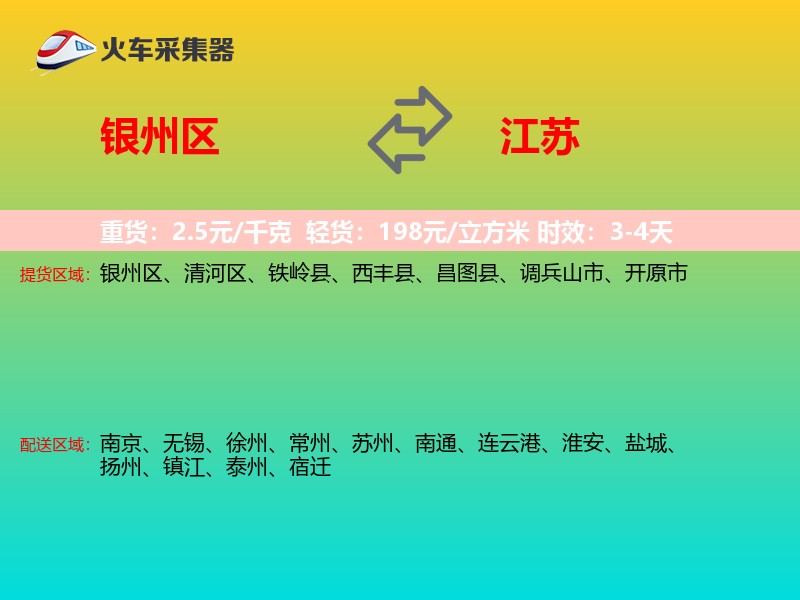 银州区到江苏物流专线