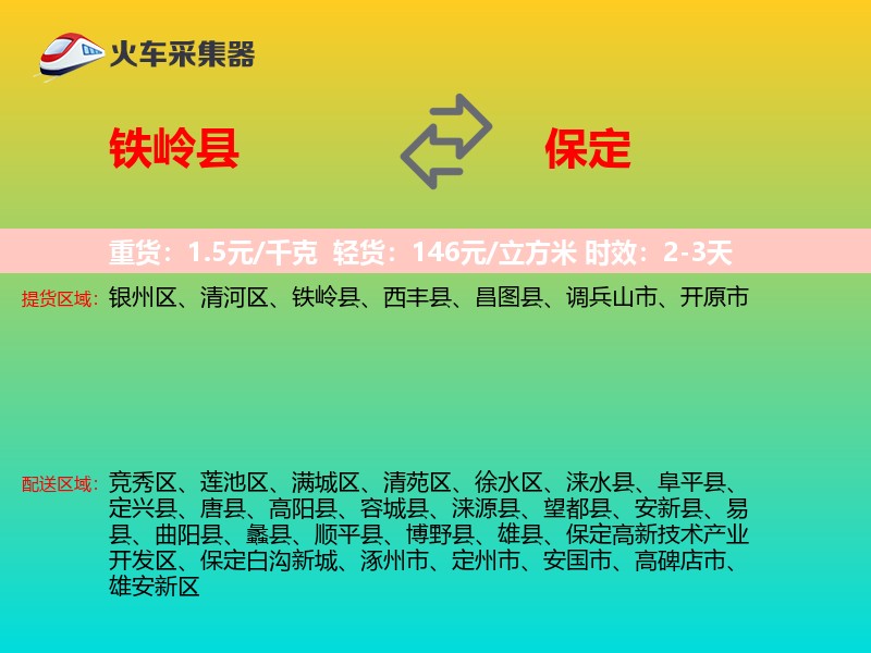 铁岭县到保定物流专线