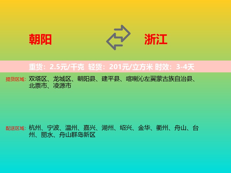 朝阳到浙江长途搬家