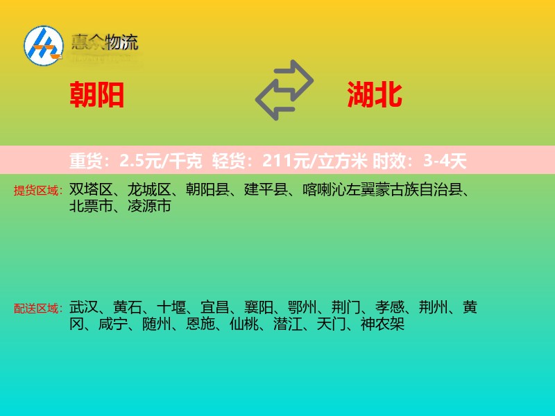 朝阳到湖北轿车托运