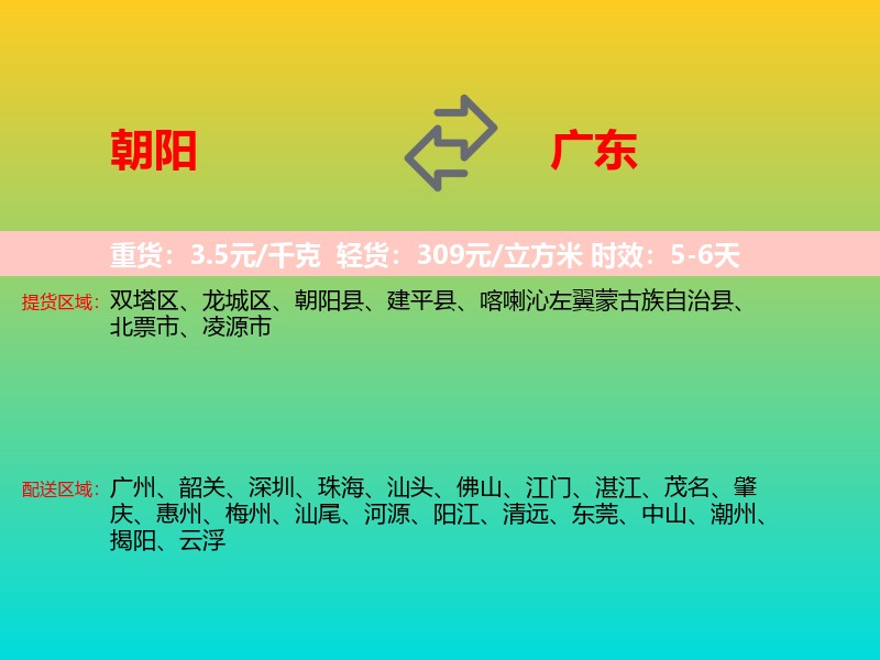 朝阳到广东长途搬家