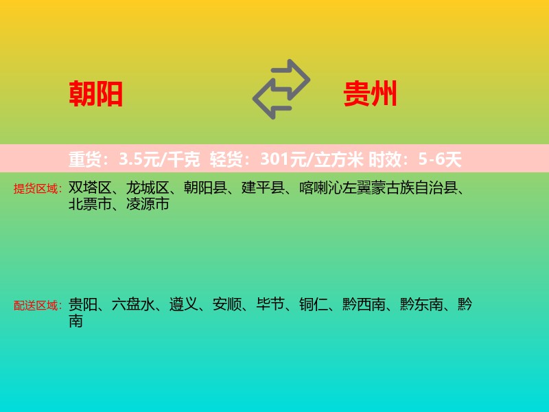 朝阳到贵州长途搬家