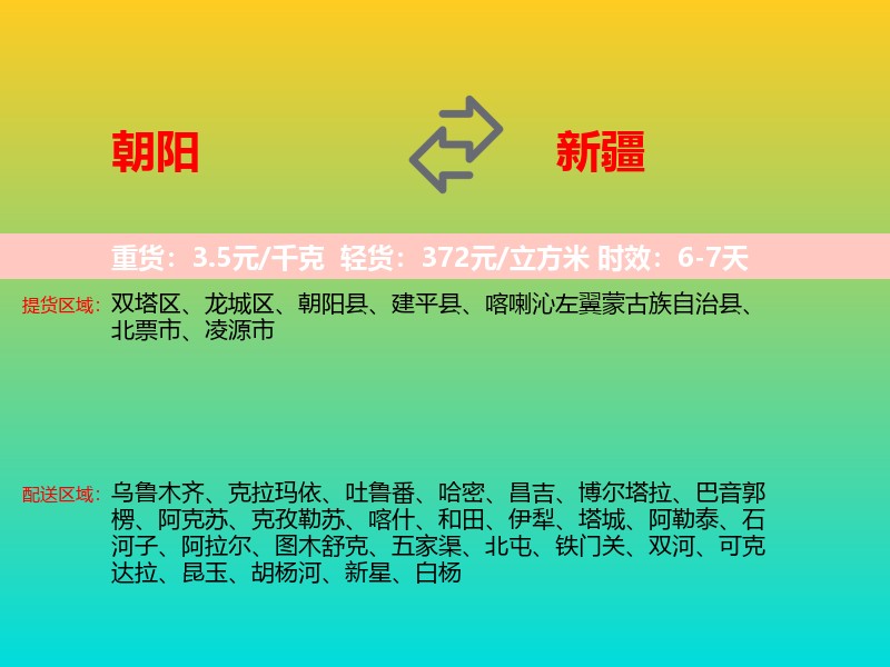 朝阳到新疆长途搬家